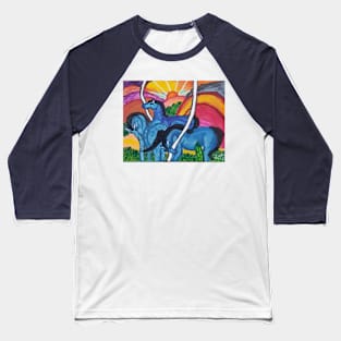 Blue Horses Baseball T-Shirt